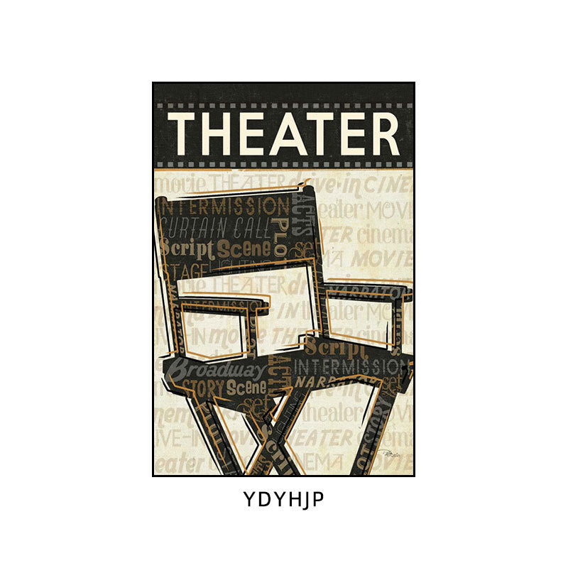 Private theater decorative painting retro American home cinema music dining bar box hanging painting cafe wall painting