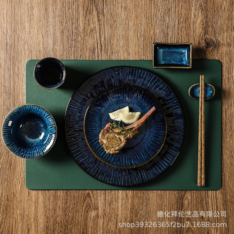 Japanese creative kiln-turned tableware ceramic suit restaurant for home model room stylish ceramic plate for one person to eat