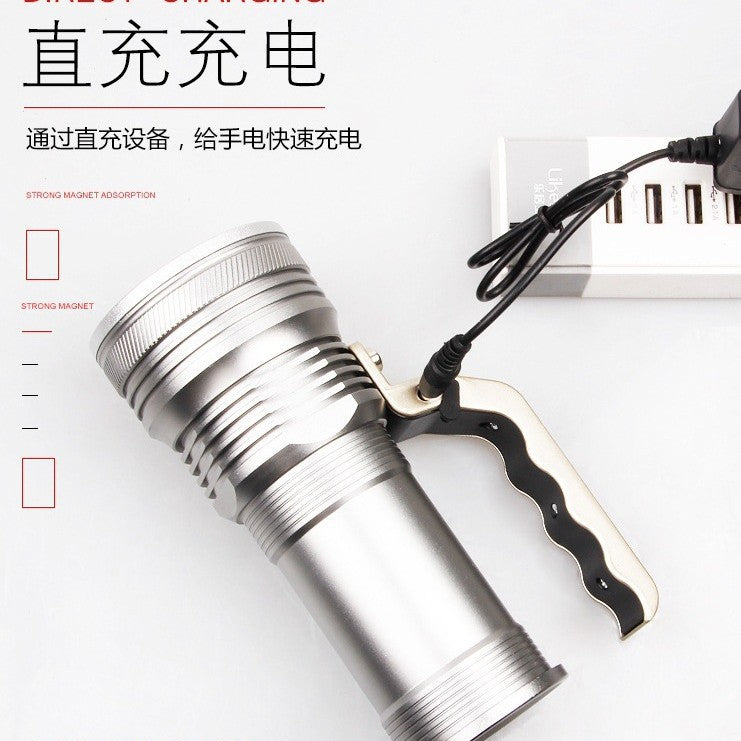 DC direct charging portable flashlight strong light remote USB charging searchlight LED strong light mobile phone power supply charging portable light