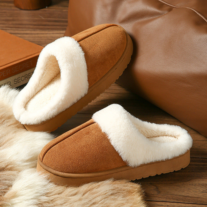 2025 new women's warm cotton slippers for home, autumn/winter fuzzy indoor slippers, men's winter thick-soled house slippers