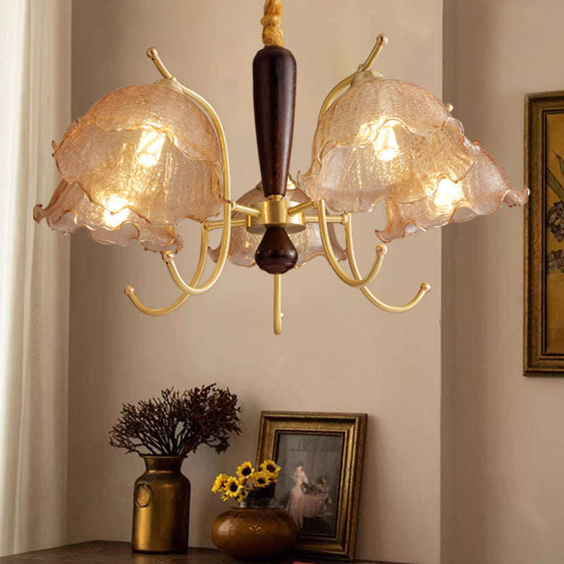 American medieval bedroom dining room study glass nostalgic chandelier Nanyang wind retro vintage wrought iron living room lamp