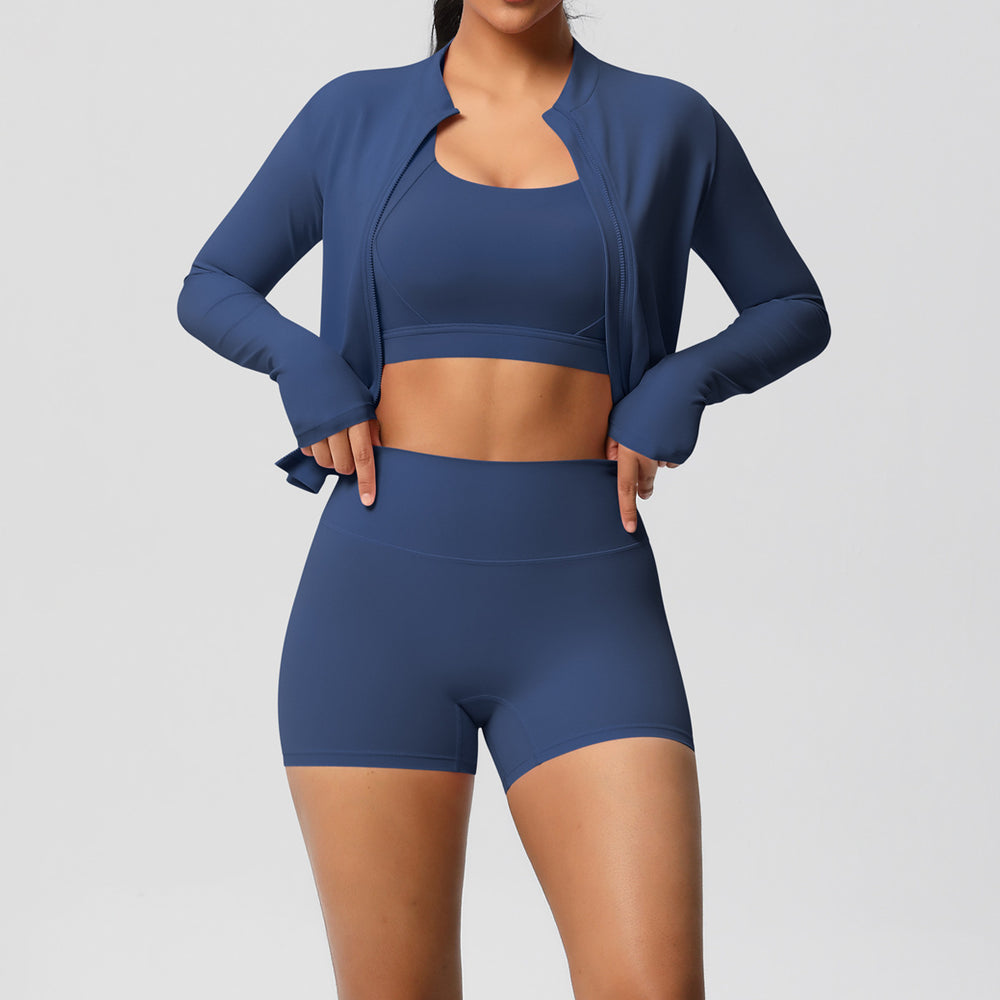 cloud-feeling yoga brushed bra sports outwearcasual pilates running fitness yoga clothes three-piece set