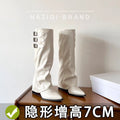 Pointed toe hidden heel knee-high boots for women with belt buckle detail - autumn/winter french suede over-the-knee boots - slimming & stacked look