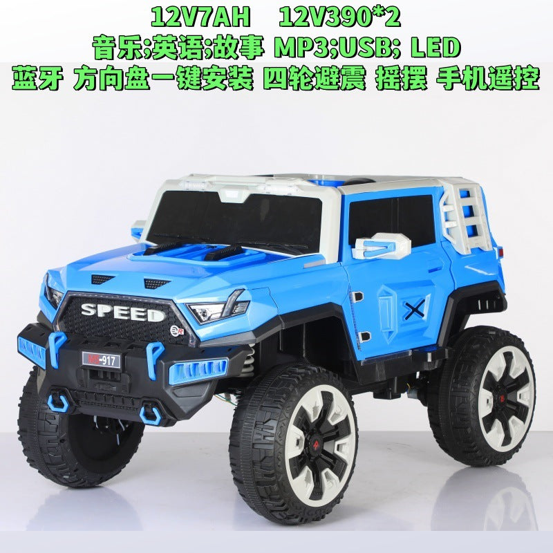 New children's electric car off-road four-wheel seating double seat children's pickup remote control toy car off-road vehicle