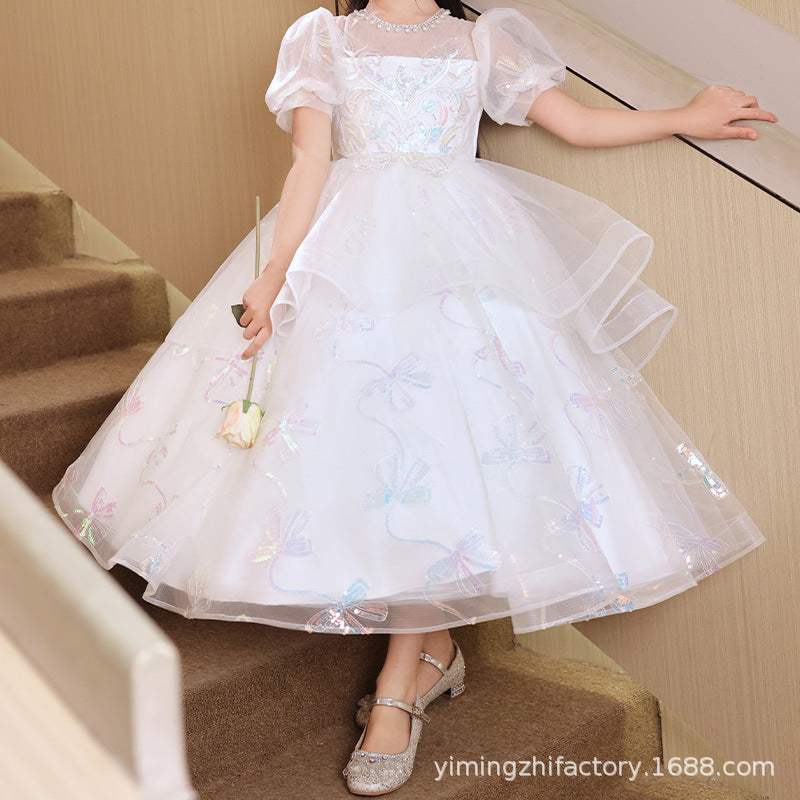 Amazon hot selling girls' dresses: new luxury floral girl dresses, high-end children's hostess princess dresses, tutu skirts - summer collection