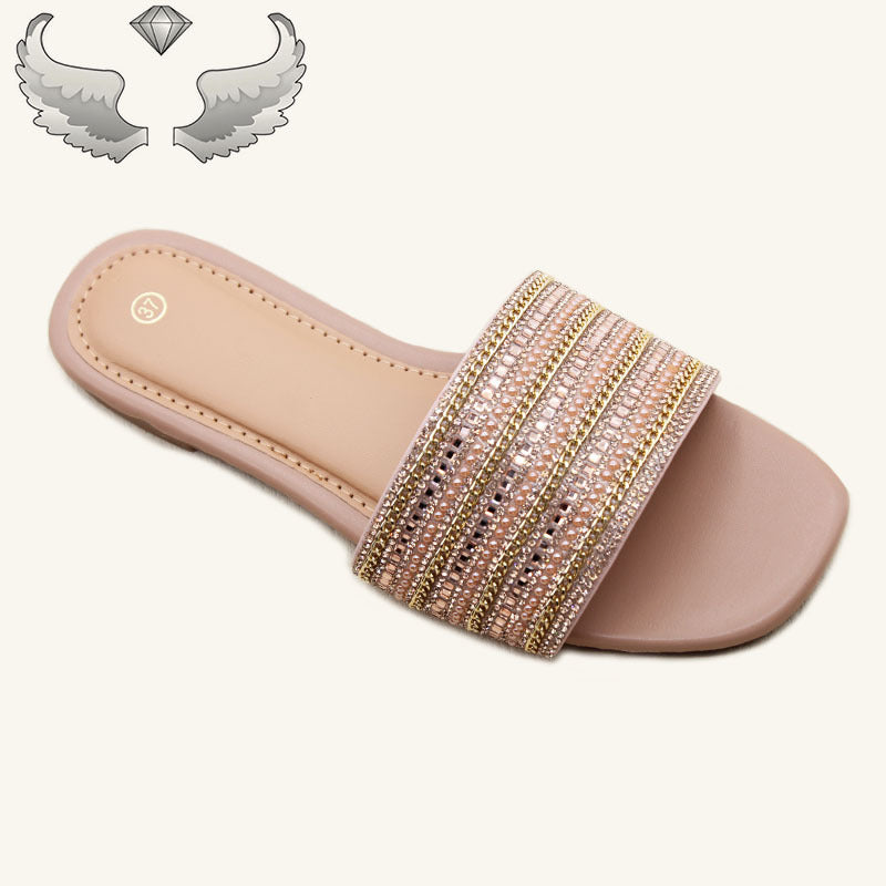 Belize  wholesale new summer wear rhinestone fashion flat sandals Wholesale Slippers