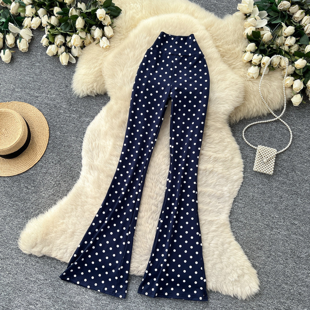 Retrohigh waistlooseeasiest for matchpolka dot slightly flared pants for women summer lazy style slimming lookslimming lookcasualpantsk-style