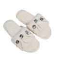 Export bright diamond decorative fur slippers for women at home fashion cross-border new arrivalflats indoor one-line sewing cotton slippers for women