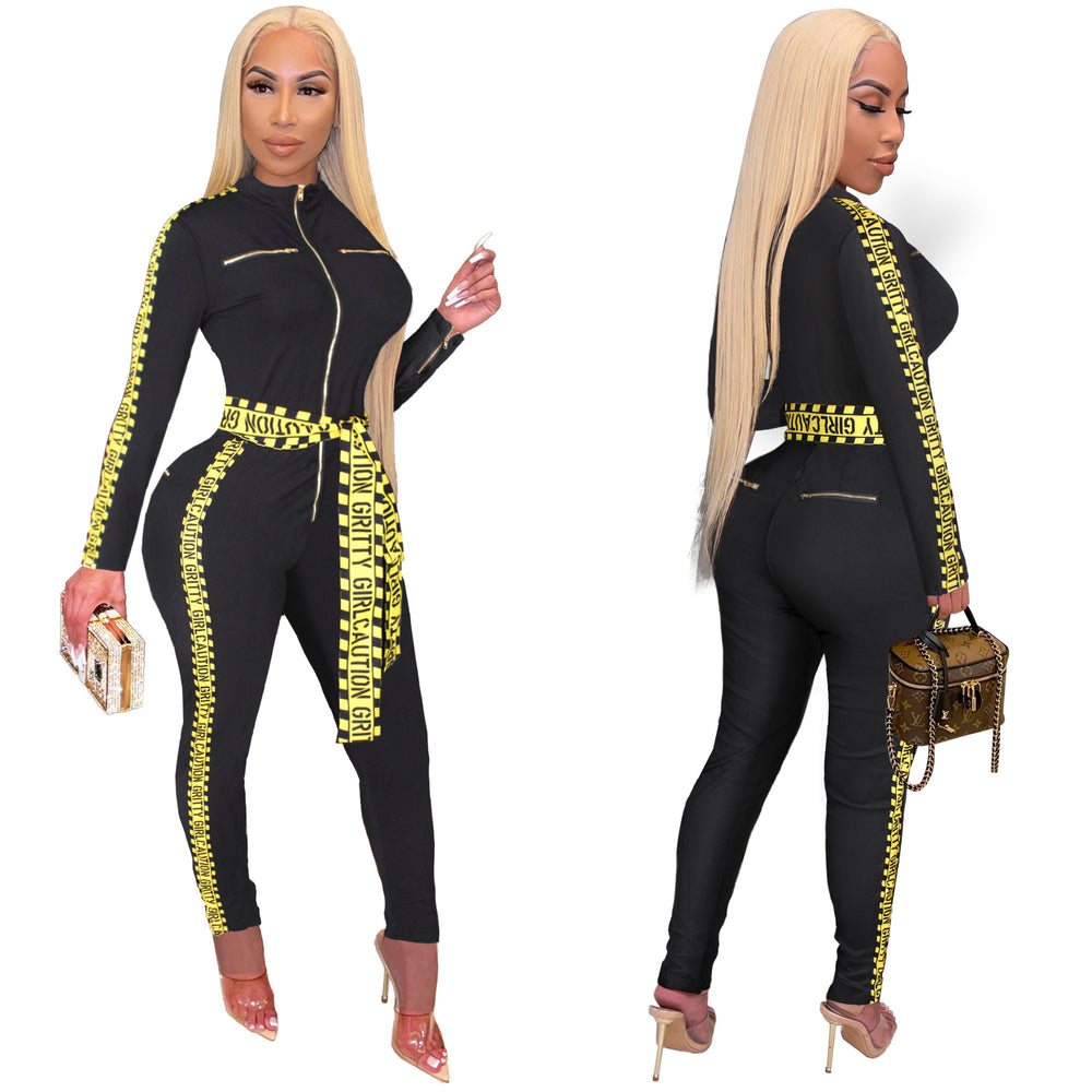 e-commerce source factory, independent station hot-selling european and american women's clothing, sexy letter print striped patchwork jumpsuit