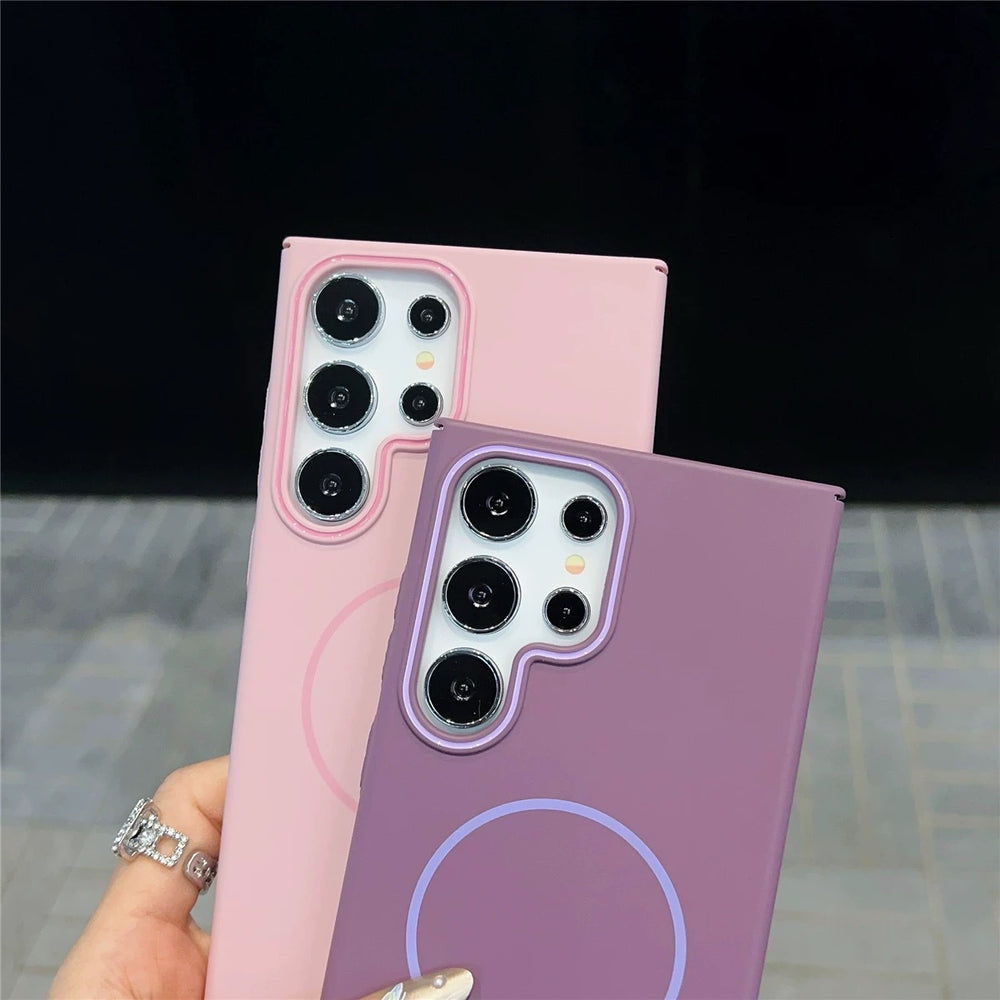 Suitable for samsung s26ultra soft fine ring magnetic phone case s25plus skin-feeling magnetic anti-fall protective case