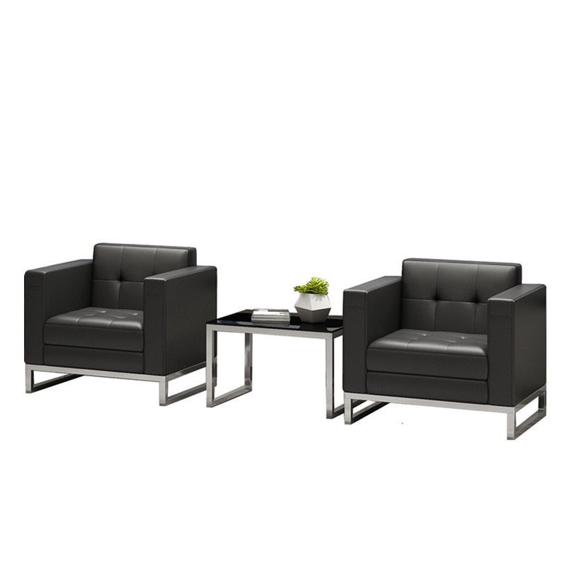 Minimalist sofa and coffee table set for living room, genuine leather sofa for 4s store reception area, single leather armchair sofa combination