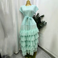 supply cotton feel round neck sleeveless double layer looseplaid cake tutu skirt dress african long skirt women's clothing