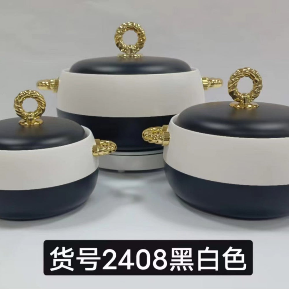 Food warmer hot selling 3pcs foreign trade thermal box 1l-2l-3.5l /set gold handle item number 2408