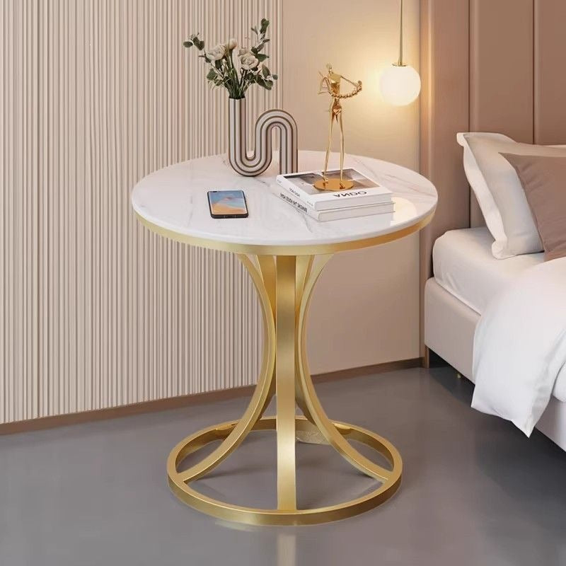 Accessible luxury slate coffee table iron bracket small apartment for home living room sofa side table modern casual balcony small round table