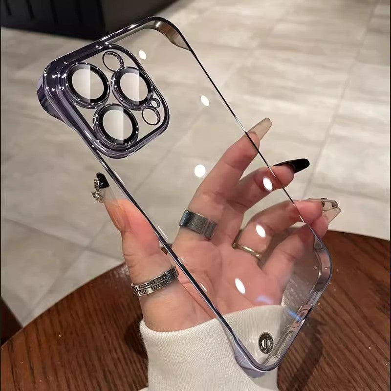 Suitable for iphone 17 mobile phone case electroplated frameless magsafe magnetic glass lens film apple 14 texture