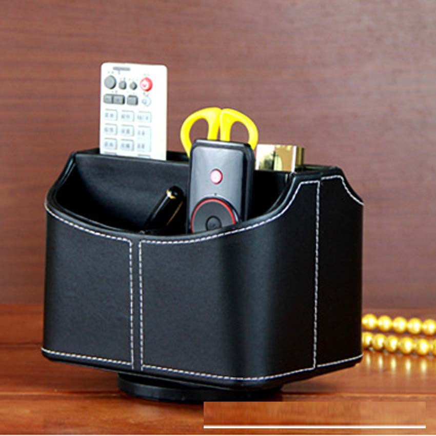 Creative home table 360-degree rotating storage box, living room office desktop black needle remote control storage box