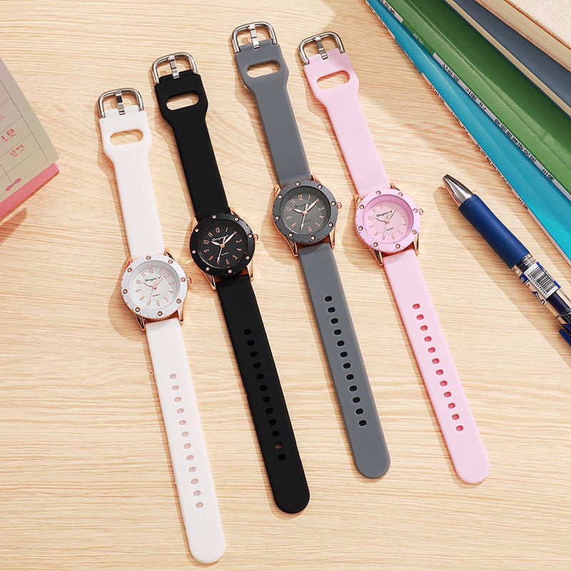 Round silicone student watch digital women's watch quartz watch trendy wristwatch - hot-selling cross-border e-commerce product - wholesale from manufacturer