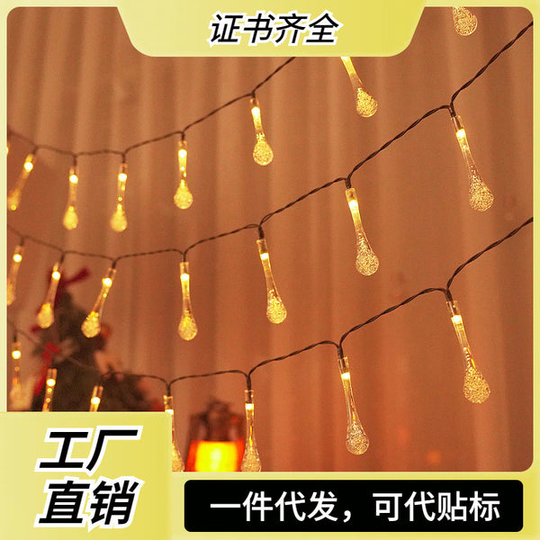 Cross-border hot-selling garden solar led water drop light string outdoor waterproof garden decoration light Christmas lights