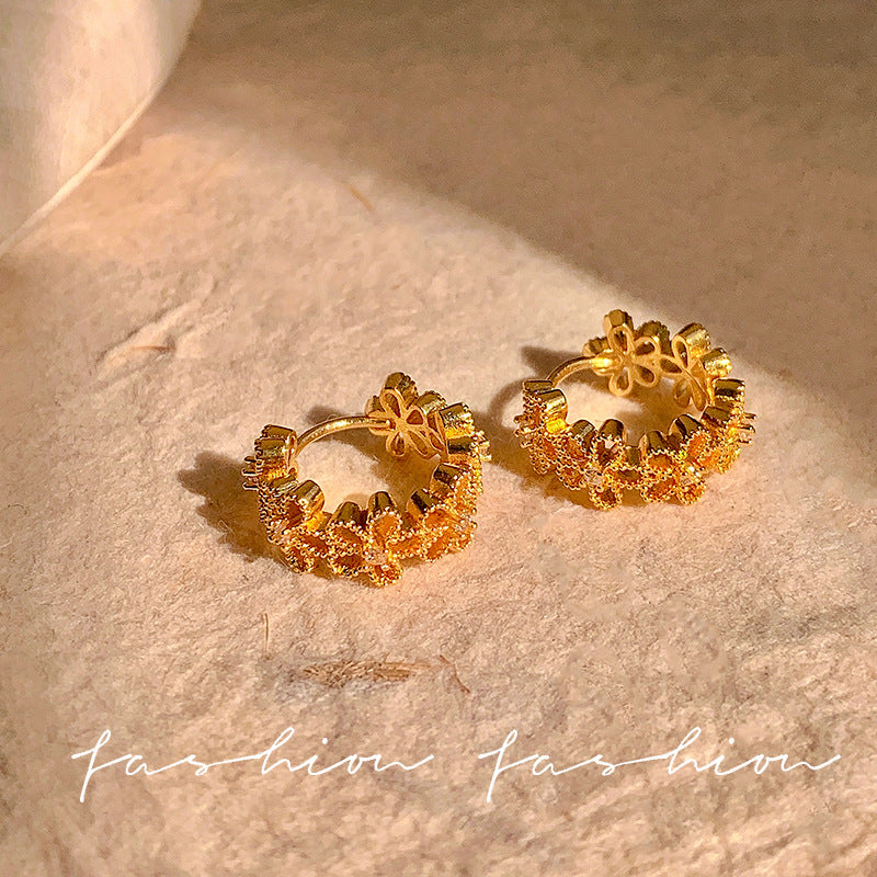 French gold filigree floral hoop earrings - 2026 new arrival: exquisite design, elegant and versatile earrings