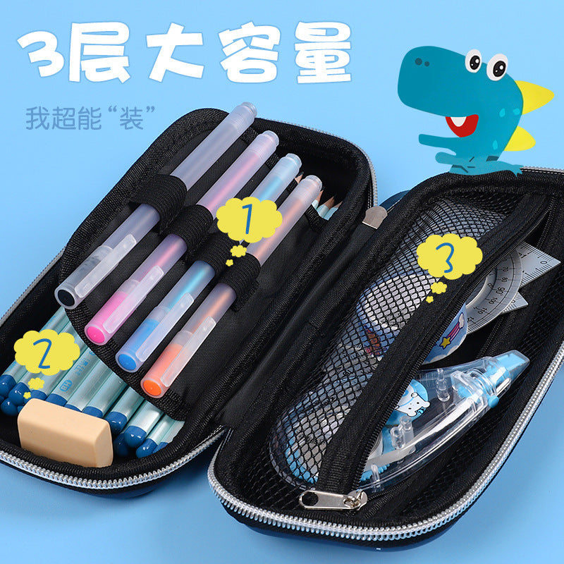 3D waterproof rocket space pencil bag EVA large-capacity creative Korean version children's kindergarten stationery box men's pencil bag