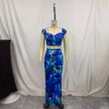 Printed cropped cami top and bodycon maxi skirt two-piece set - european & american style women's summer  new arrival