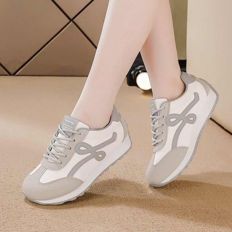 Women's casual leather sneakers - authentic spring/autumn new arrivals: soft sole, lightweight, breathable, non-slip, comfortable running shoes