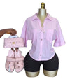 European and american cross-border women's fashion:  autumn new arrival - elegant turn-down collar, solid color, pocket, button-down, designer short-sleeve shirt