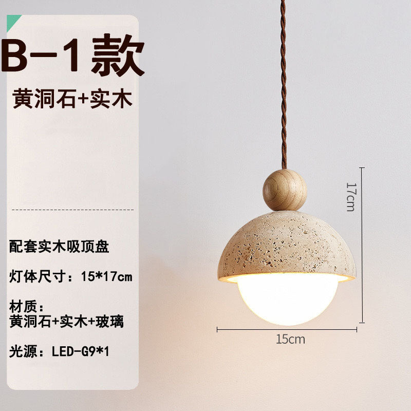 Vintage dining room light Bedroom bedside chandelier Cream wind wabi-sabi wind Bar light Yellow cave stone small decoration minimalist