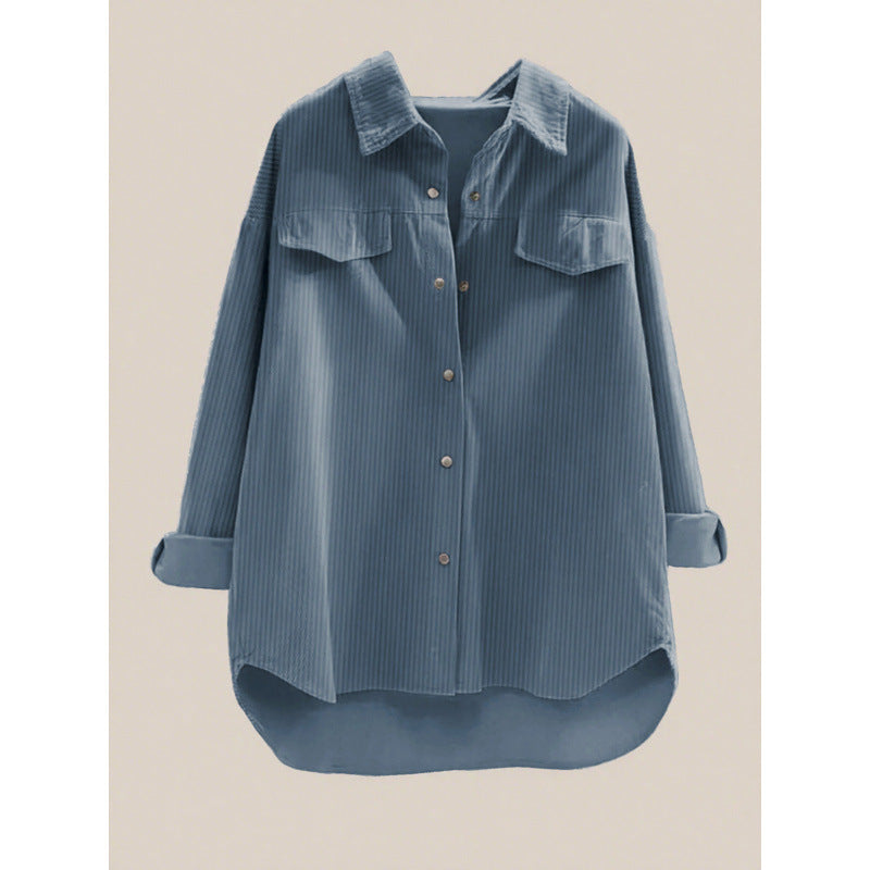 Full real shot shein independent station 1688  hot selling casual corduroy shirtoutwear