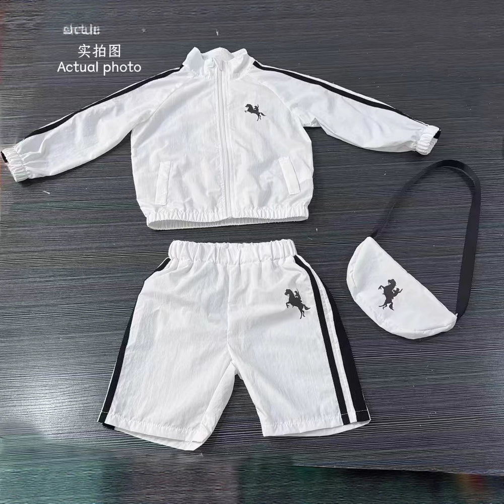 cross-border hot-selling spring new arrival sports set shorts three-piece set with bag