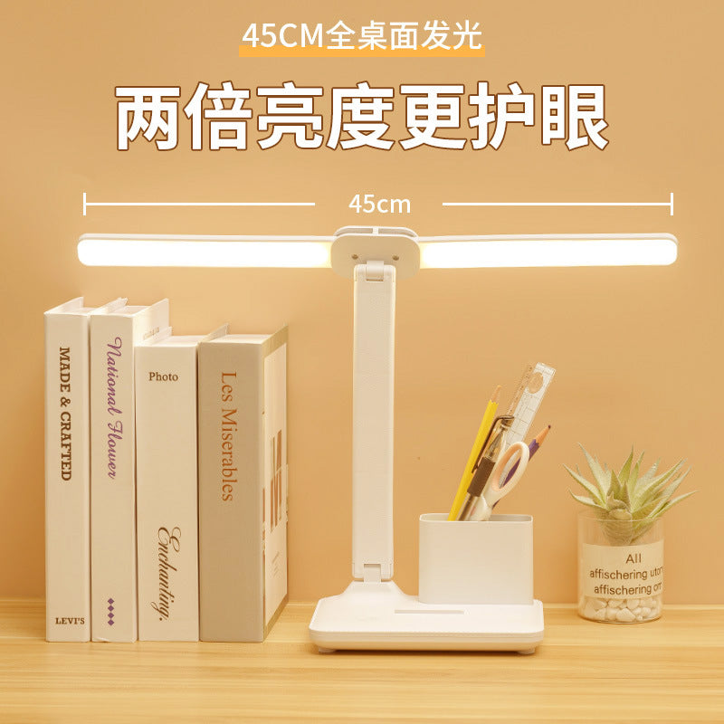 Double-head desk lamp, dimmable, foldable, rechargeable/plug-in led night light, student/child dormitory reading bedside lamp - wholesale