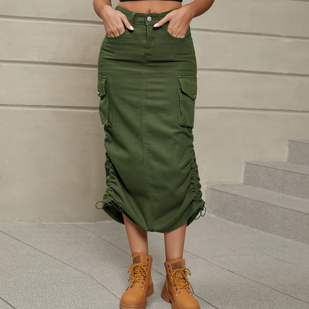 European and american clothing  cross-border foreign trade unique site  new arrival denim workwear skirt casual mid-length skirt trendy