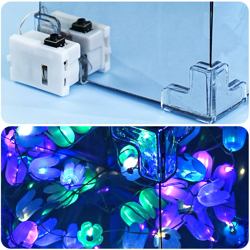 Tulip starry sky flower sea night light technology small production handmade DIY three-dimensional Rubik's cube mirror children's gift set