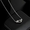 Luxurious full diamond horseshoe buckle titanium steel necklace women's easiest for matchwork clothingniche styleaccessible luxuryclassysensecasualfashion collarbone chain