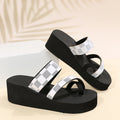 2024 korean style spring/summer new fashion plaid flip-flops, thick-soled beach sandals, women's slippers
