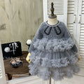 【in stock】girls' dress  new collection: chic tweed-style mesh princess dress, trendy kids' influencer cake dress