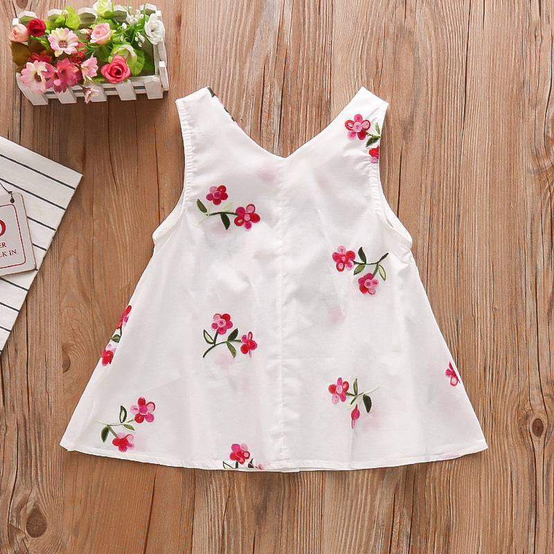 Summer new arrivals: infant and toddler dresses (6-9-12 months) - embroidered sleeveless dress for 1-year-old baby girls, skirt set for 2-3 year olds