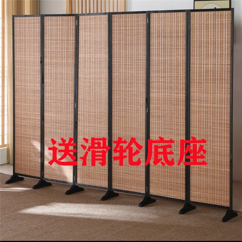 Chinese style bamboo screen partition wall living room simple modern foldable wooden movable bedroom screen for home screen