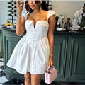 Fashion cross-border women's clothing  early spring pure color flying sleeves v neck buttons waist pleated short elegantdress