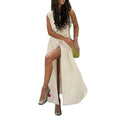 women's summer new arrivals:  cross-border fashion, european & american style, elegant commute solid color sleeveless slit dress