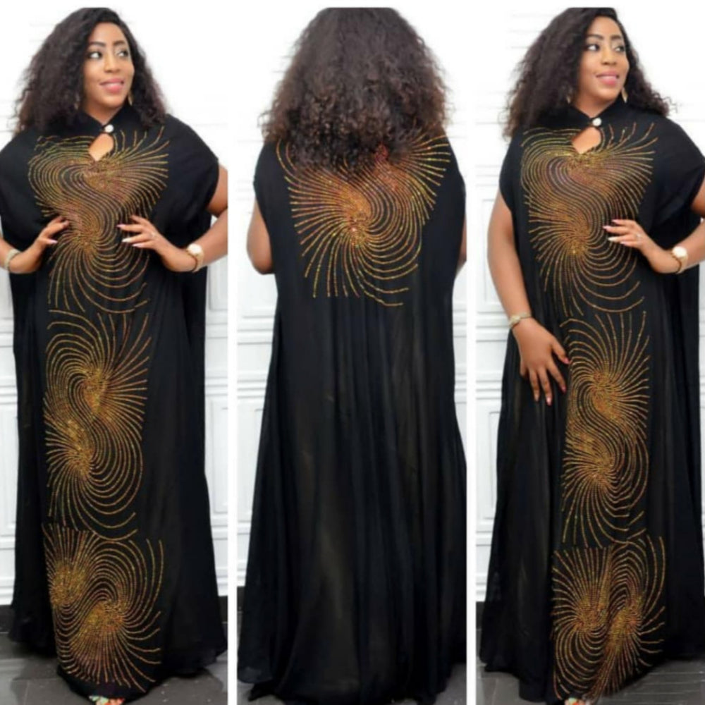 supply small stand-up collar whirlwind-shaped stylish hot diamond fashionloosedress african women's long skirt big sale