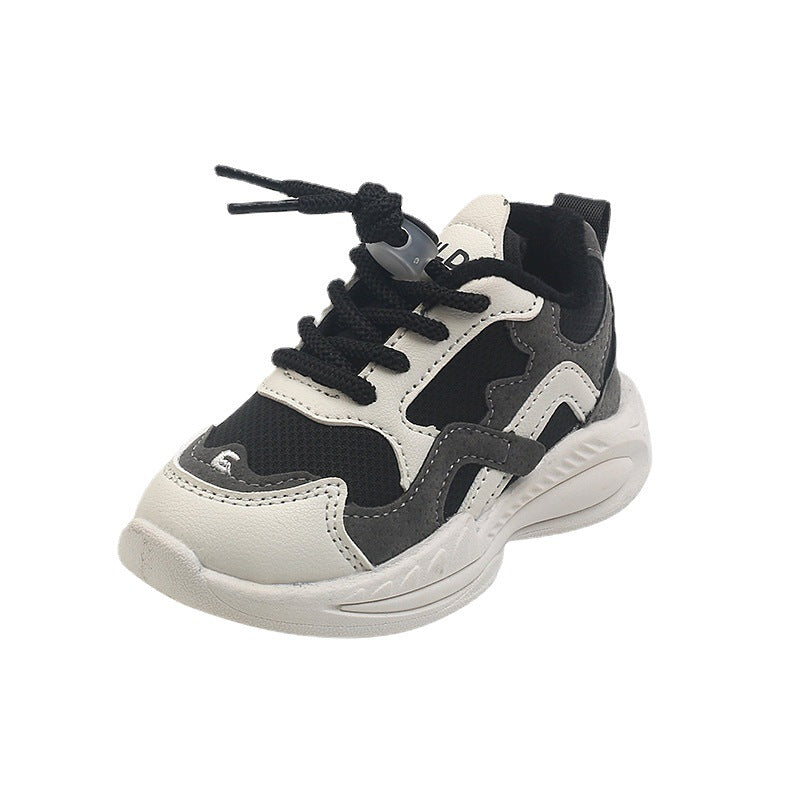 winter fleece-lined kids' sneakers, double-layer cotton shoes, non-slip casual panda shoes for boys and girls, warm dad shoes