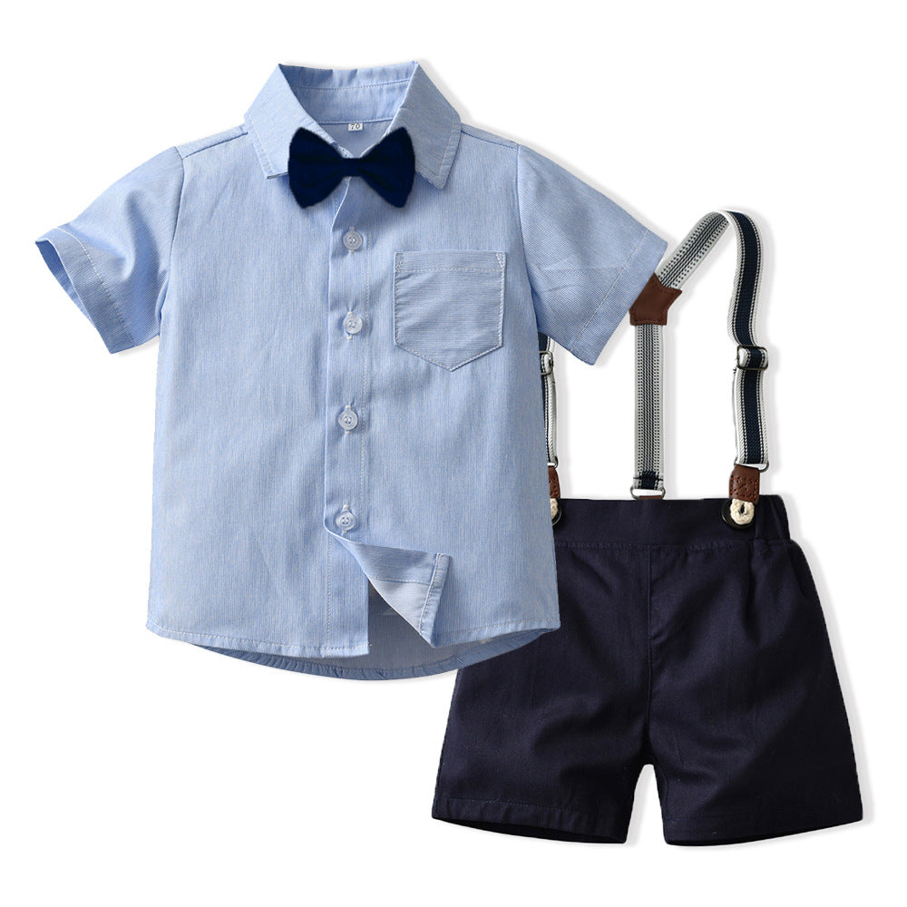 Children's clothing boys summer suit k-style new style children's summer short-sleeved western style children's clothes thin style popular trendy