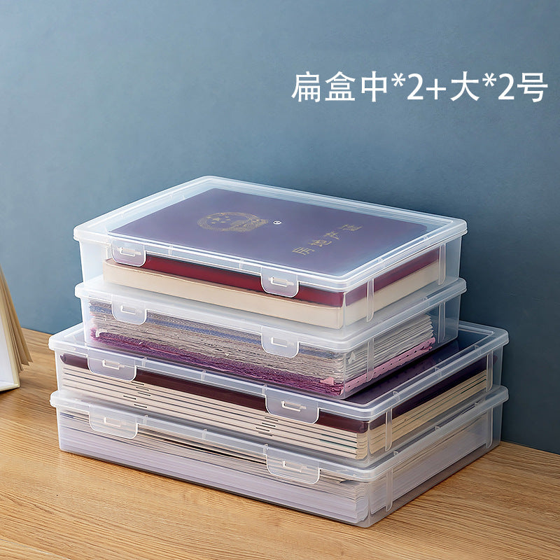 Desktop file storage box, transparent cover, can be stacked with honorary certificates, certificate storage box, desk good goods storage