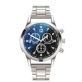 Factory direct iridescent blue light glass three-eye stainless steel watch - men's quartz watch, gift, cross-border watch for men
