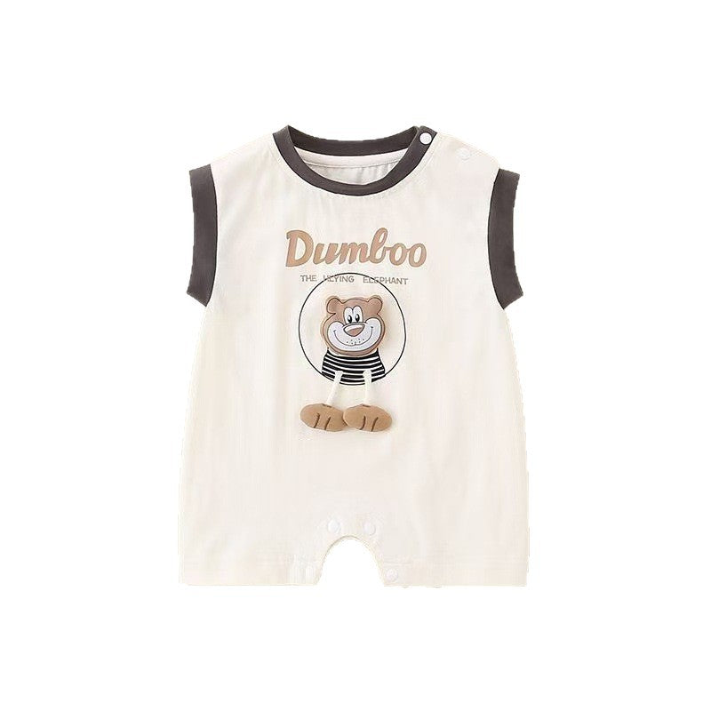 Handsome baby jumpsuit summer baby vest newborn sleeveless clothes thin summer clothes cartoon romper
