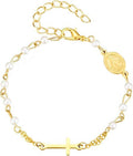 hot-selling jewelry cross bracelet for women, high-end micro-paved imitation pearl bead chain, non-fading copper jewelry wholesale