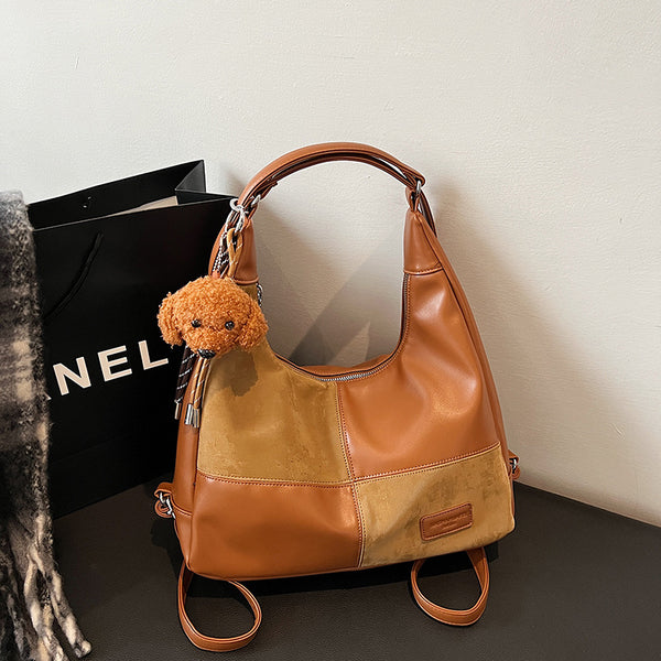 Women's bag large capacity trend backpack 2025 new fashion contrasting color daily versatile shoulder bag