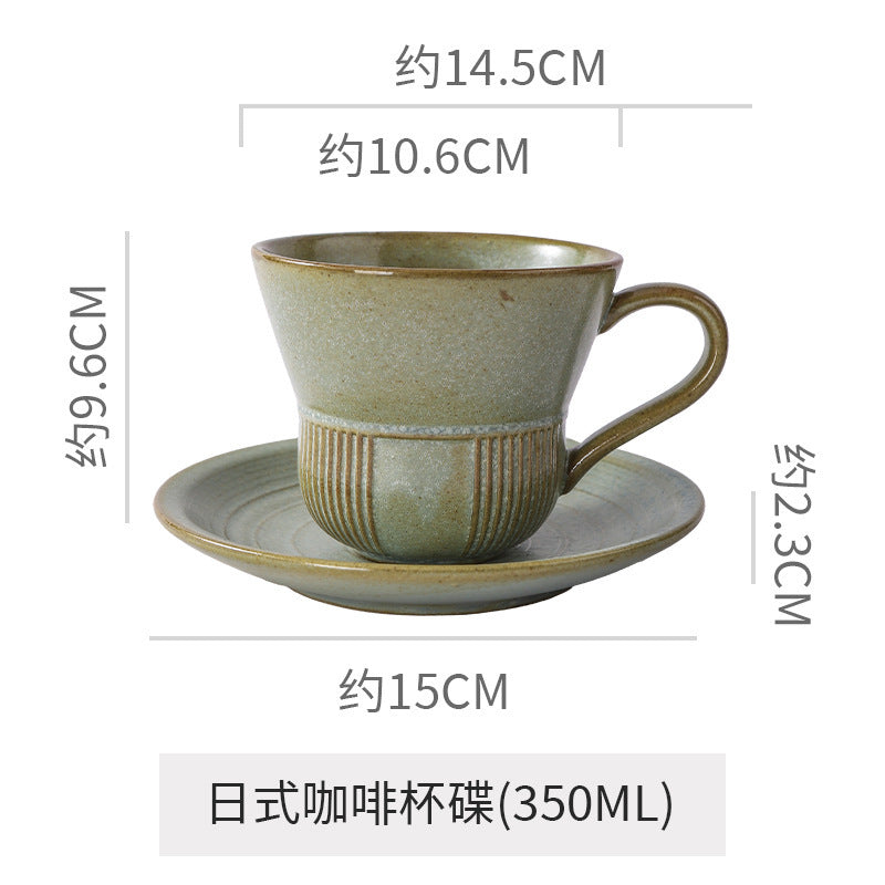 Creative trumpet shape clay coffee cup latte latte cup japanese style chinese ancient style plate plate for home mug