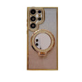 Suitable for samsung s26ultra mobile phone case glitter mirror magnetic holder s25 electroplated rhinestone protective cover s23+